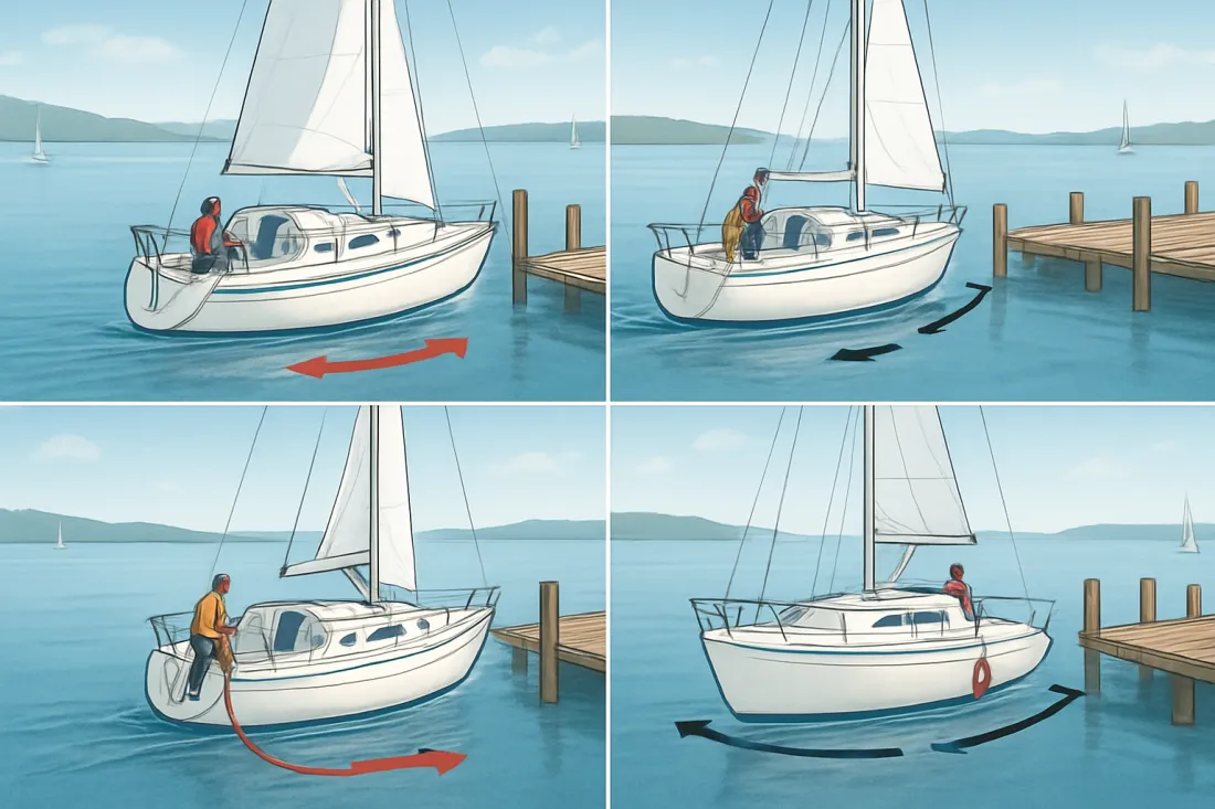Hafenmanöver segelboot anlegen: visueller Vergleich der Optionen