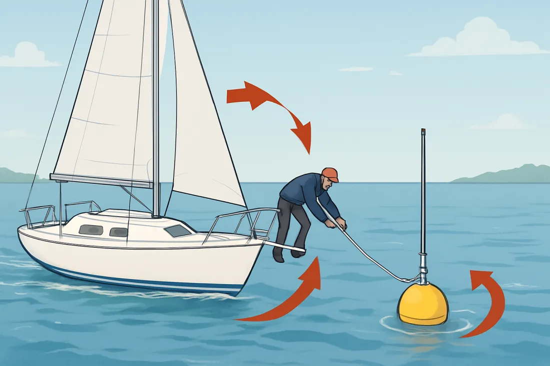 Sicher an der boje festmachen segelboot: Schaubild der wichtigsten Elemente