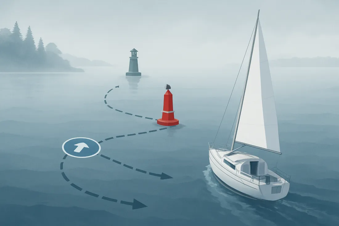 Navigation zur boje bei schlechter sicht: Schaubild der wichtigsten Elemente