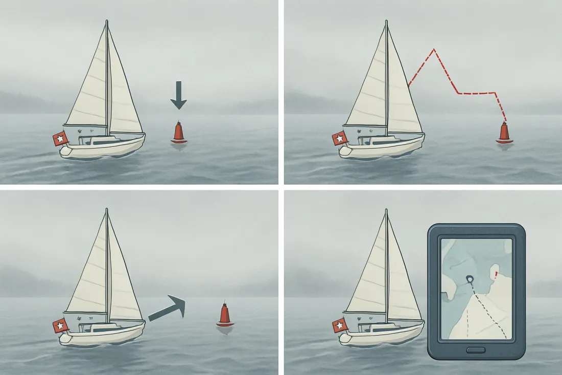 Navigation zur boje bei schlechter sicht: visueller Vergleich der Optionen