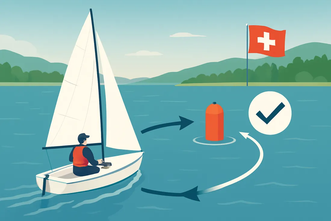 Bojenmanöver segelprüfung schweiz: Schaubild der wichtigsten Elemente