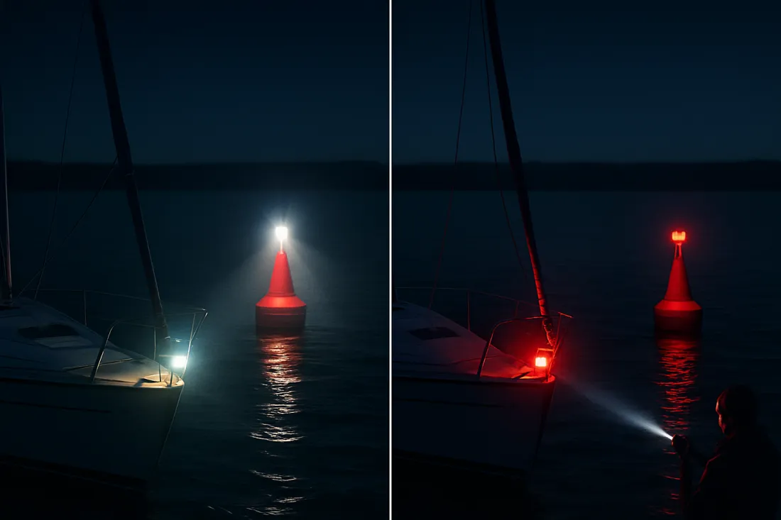 Beleuchtung segelboot bojenmanöver nacht: visueller Vergleich der Optionen