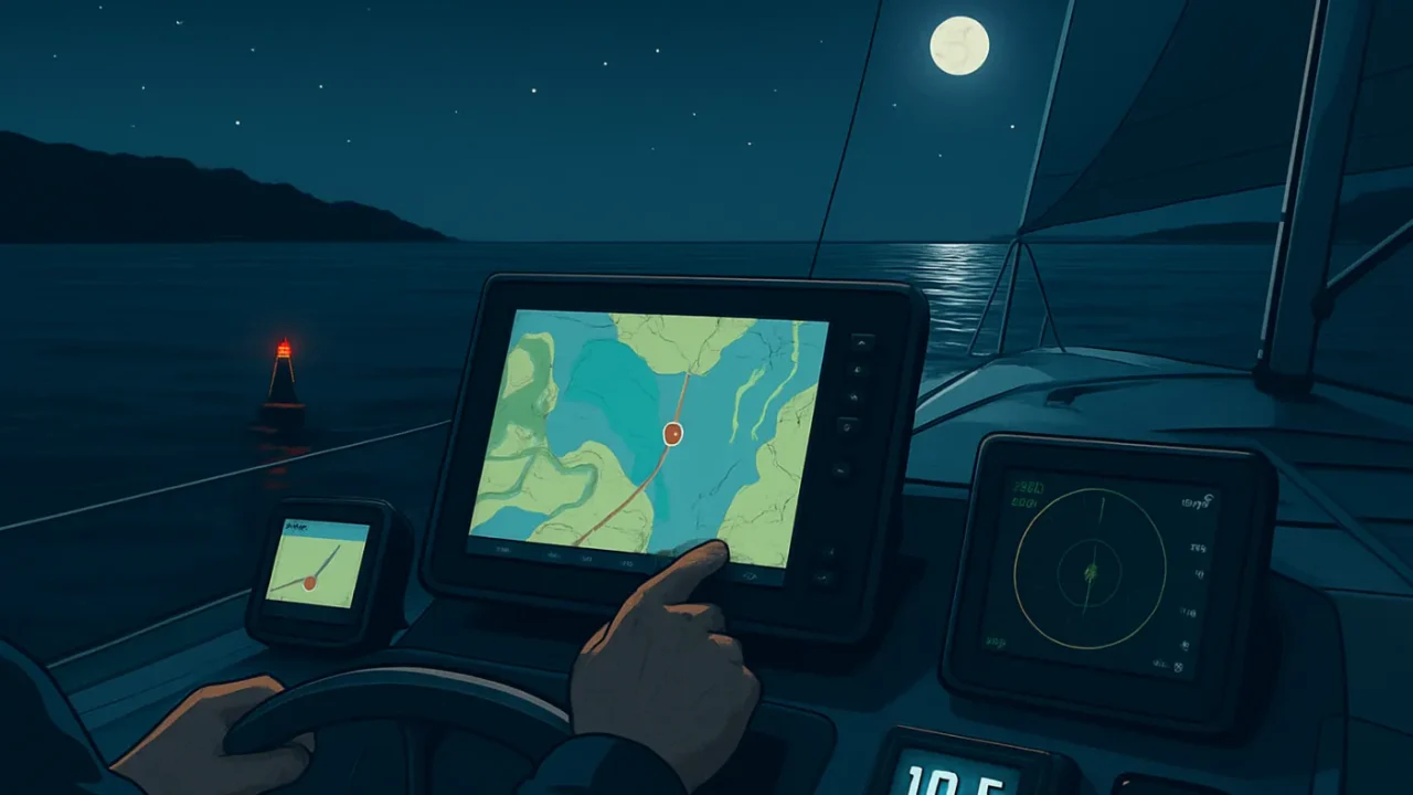 Elektronische Navigation fürs Bojenmanöver in der Nacht