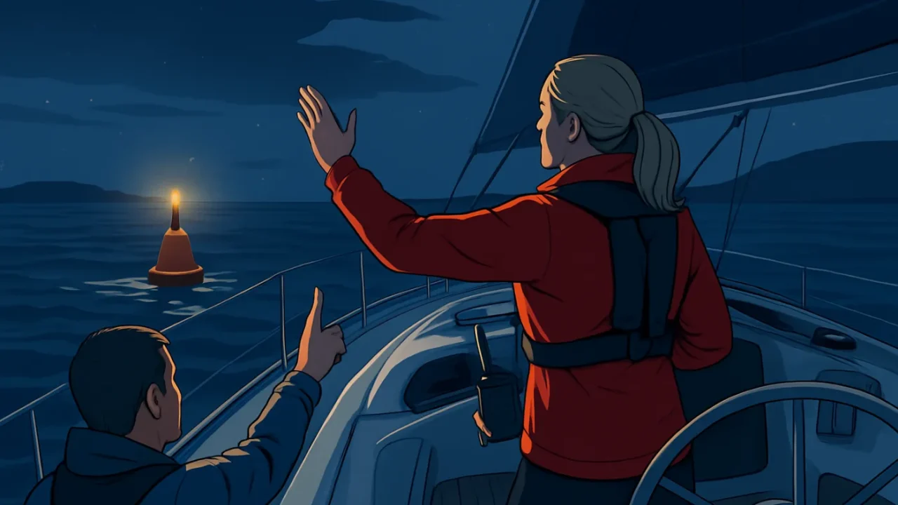 Kommunikation der Crew beim Bojenmanöver in der Nacht