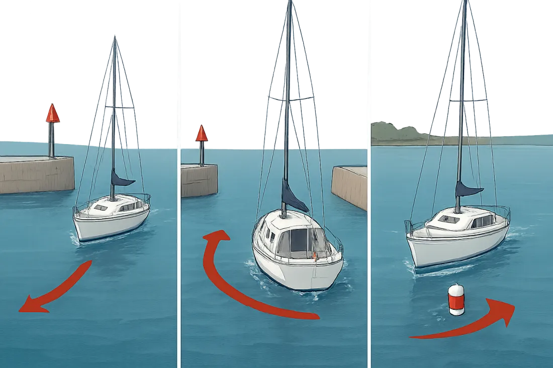 Segelboot unter motor manövrieren für einsteiger: visueller Vergleich der Optionen